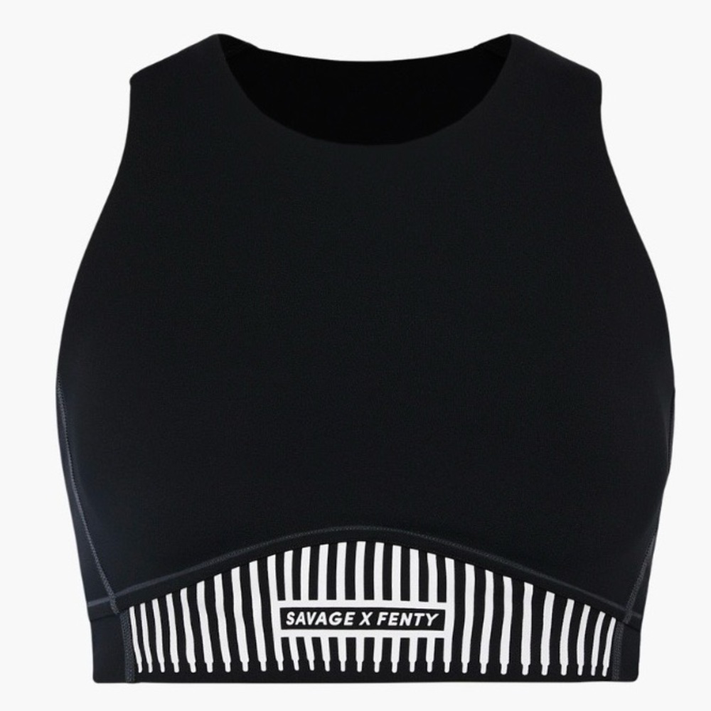 Savage X Fenty Xccentuate Medium-Impact Longline Sports Bra – Black Caviar